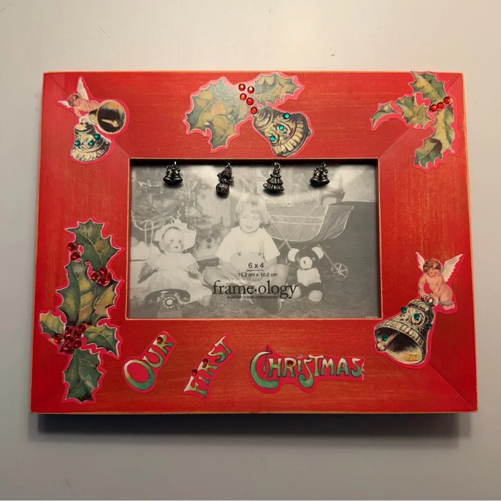 Vintage Inspired Red Our First Christmas Picture Frame - New Frameology 6 x 4